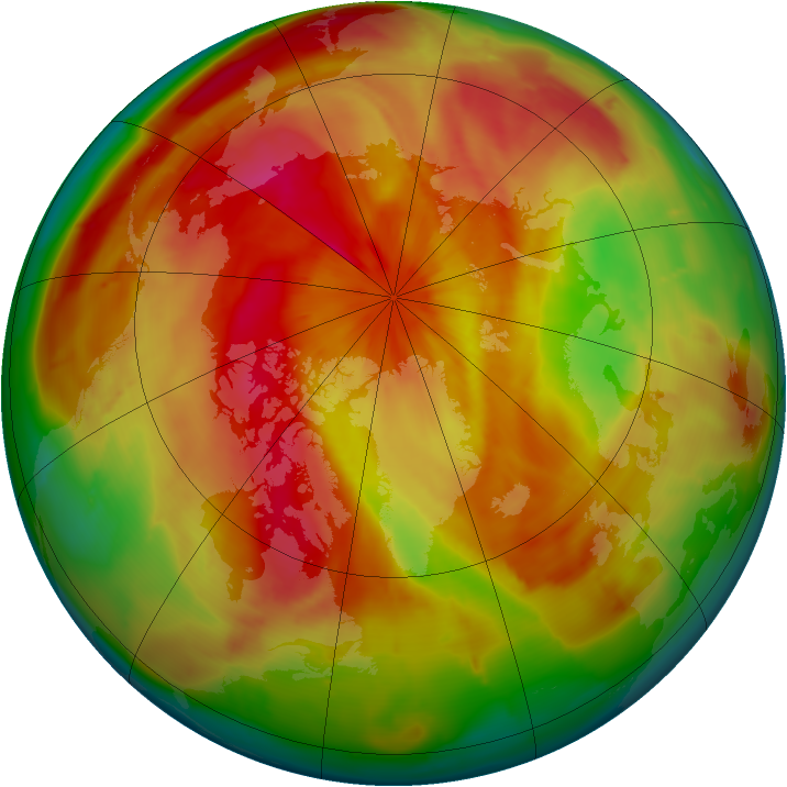 Arctic ozone map for 29 March 2010